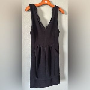 Anthropologie MAEVE Ruffled Ottoman Dress Cocktail Sheath Black Knit Womens M
